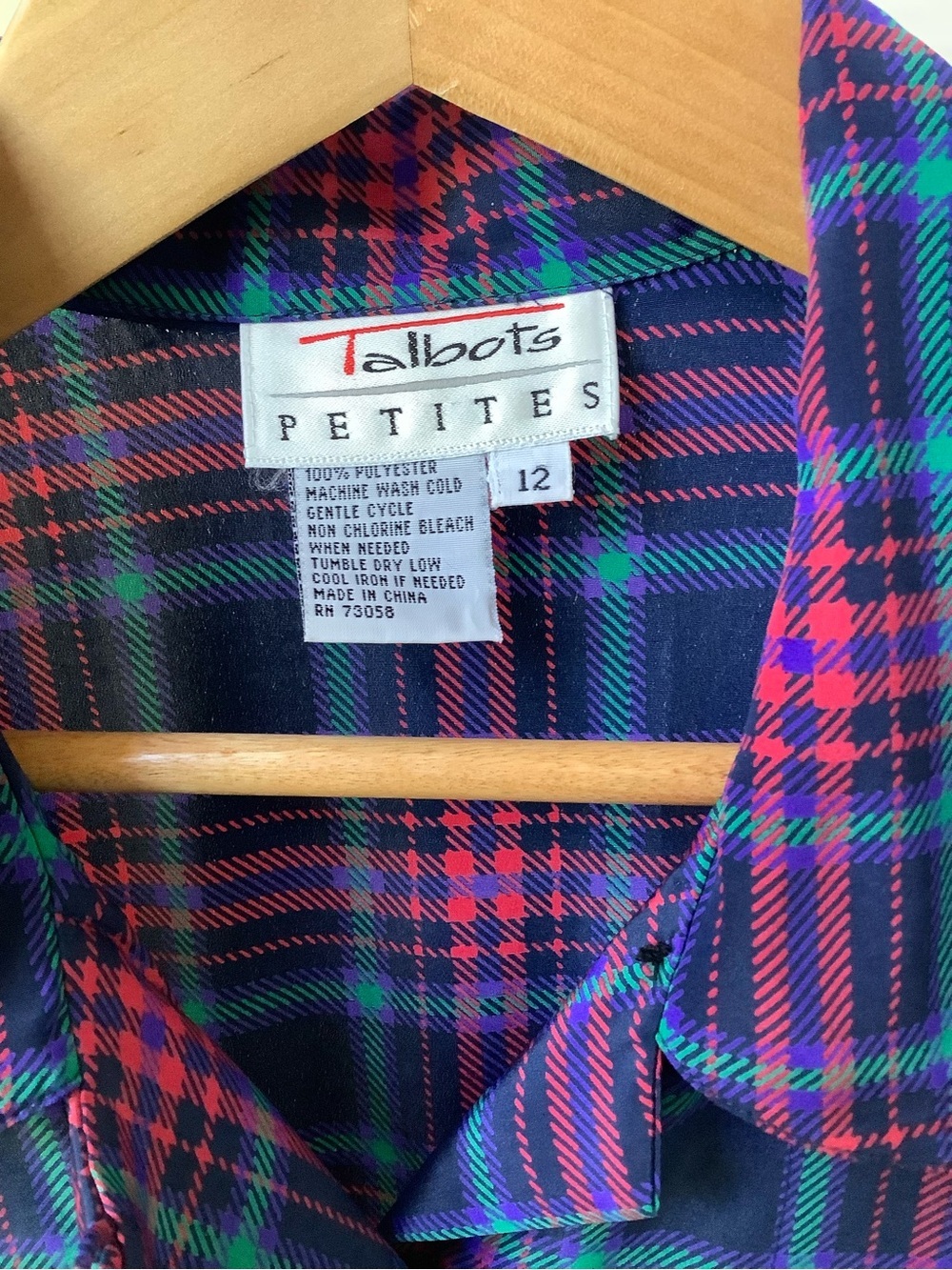 Talbots Plaid Midi Shirt Dress Teal & Purple Size 12 - Classic Office Style - Picture 3 of 7